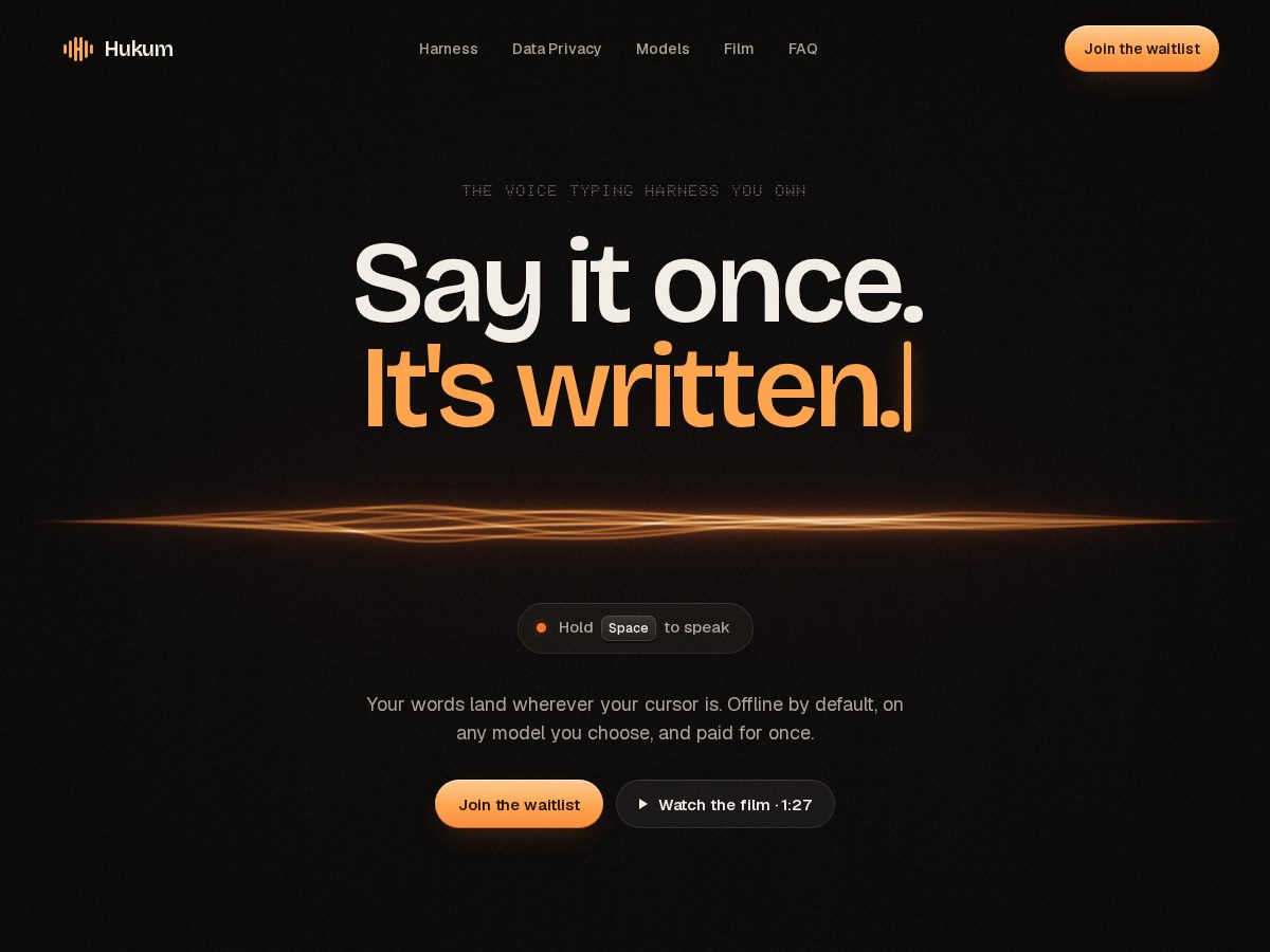 Landing-page snapshot of hukumvoice.com