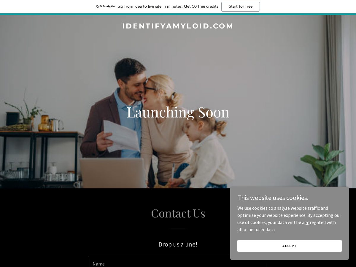 Landing-page snapshot of identifyamyloid.com