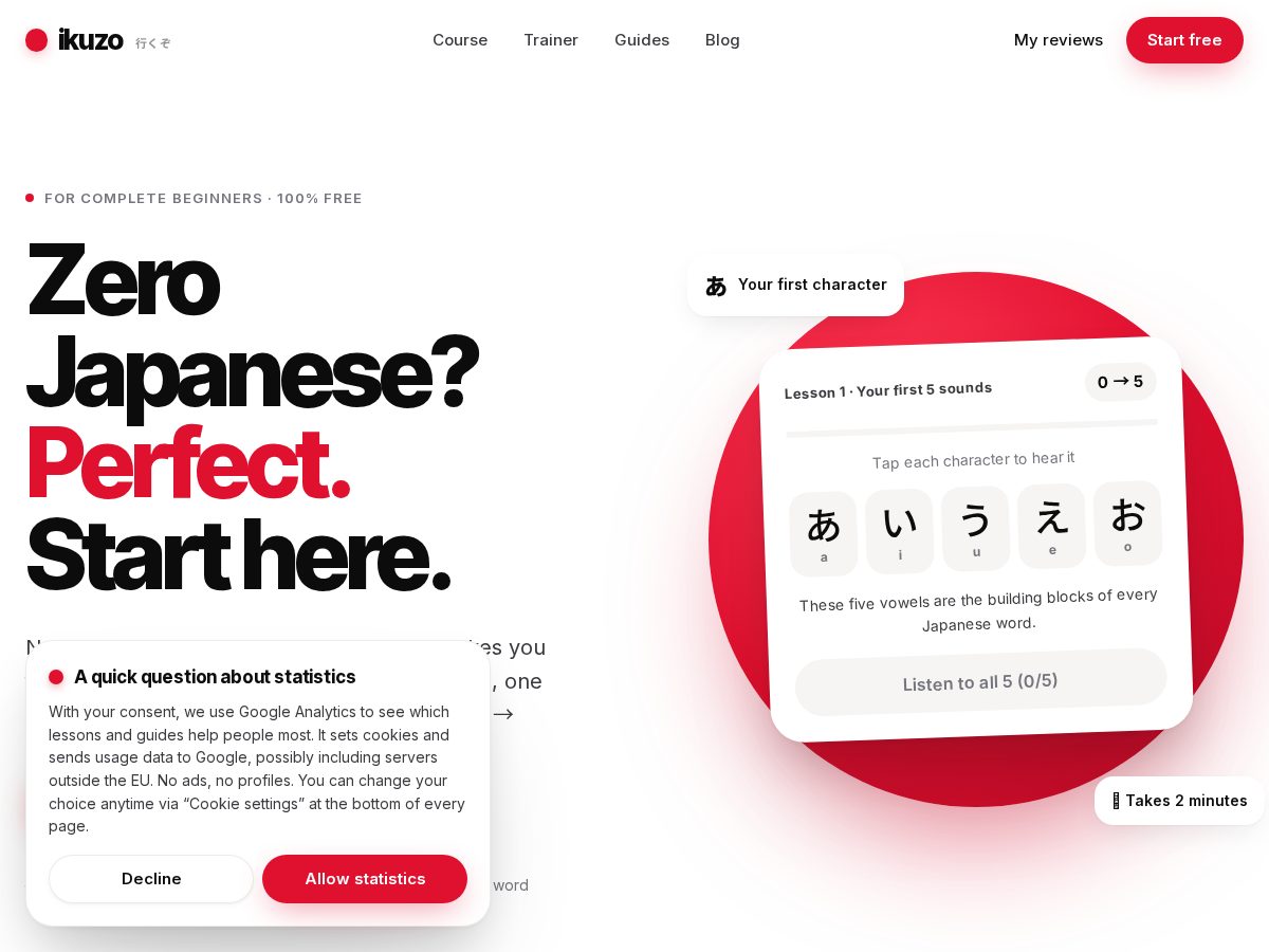 Landing-page snapshot of ikuzojapanese.com