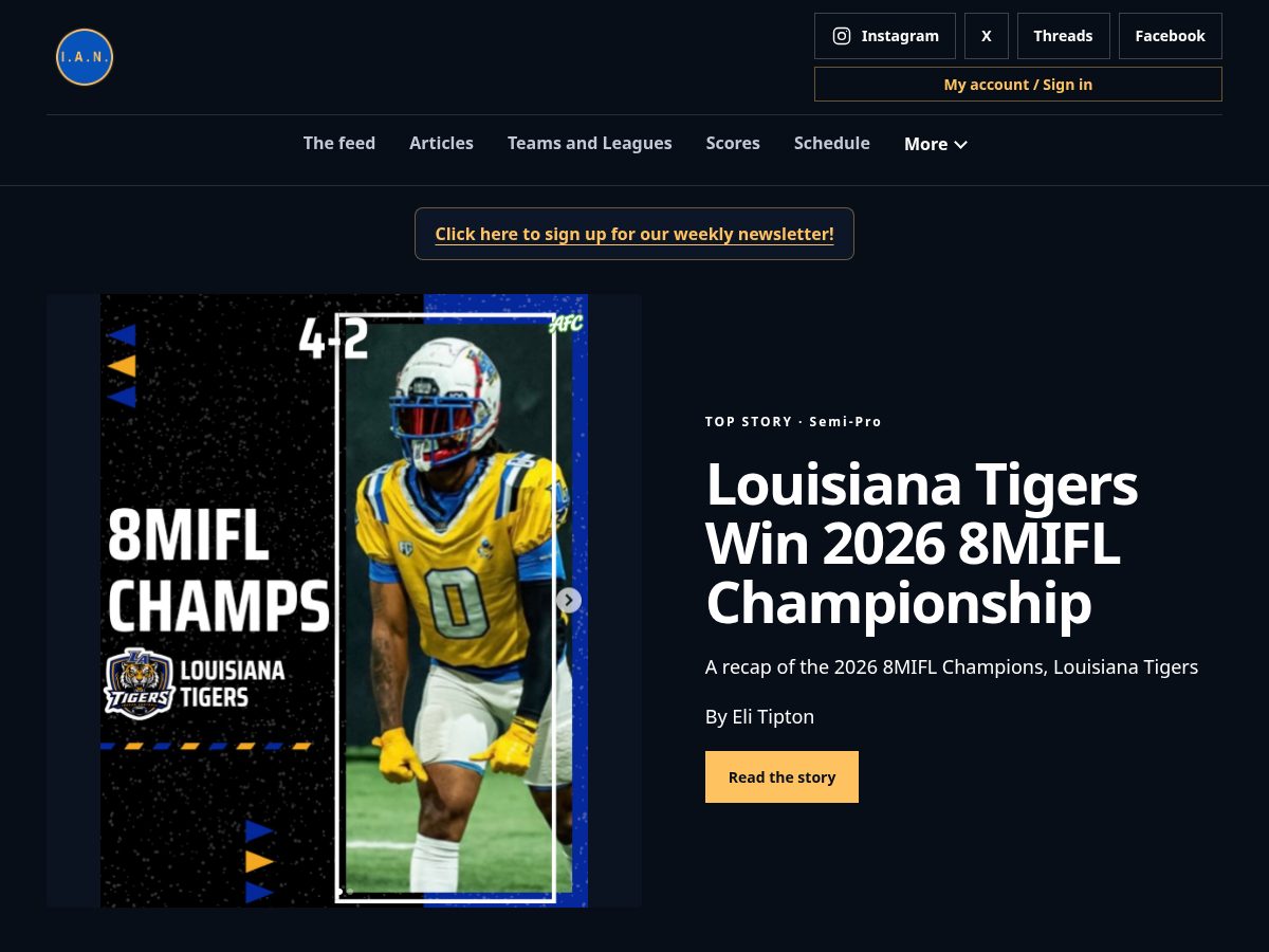 Landing-page snapshot of indoorarenanews.com