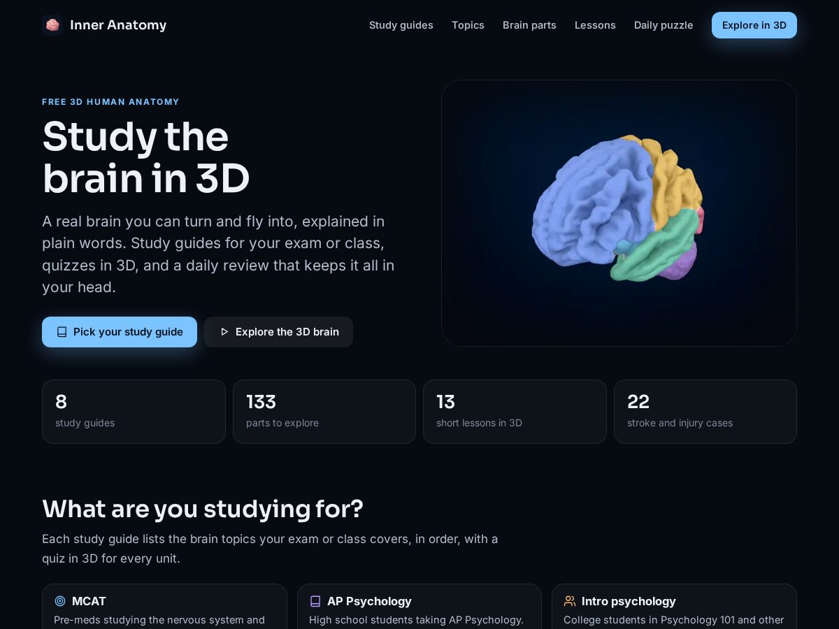 Landing-page snapshot of inneranatomy.com