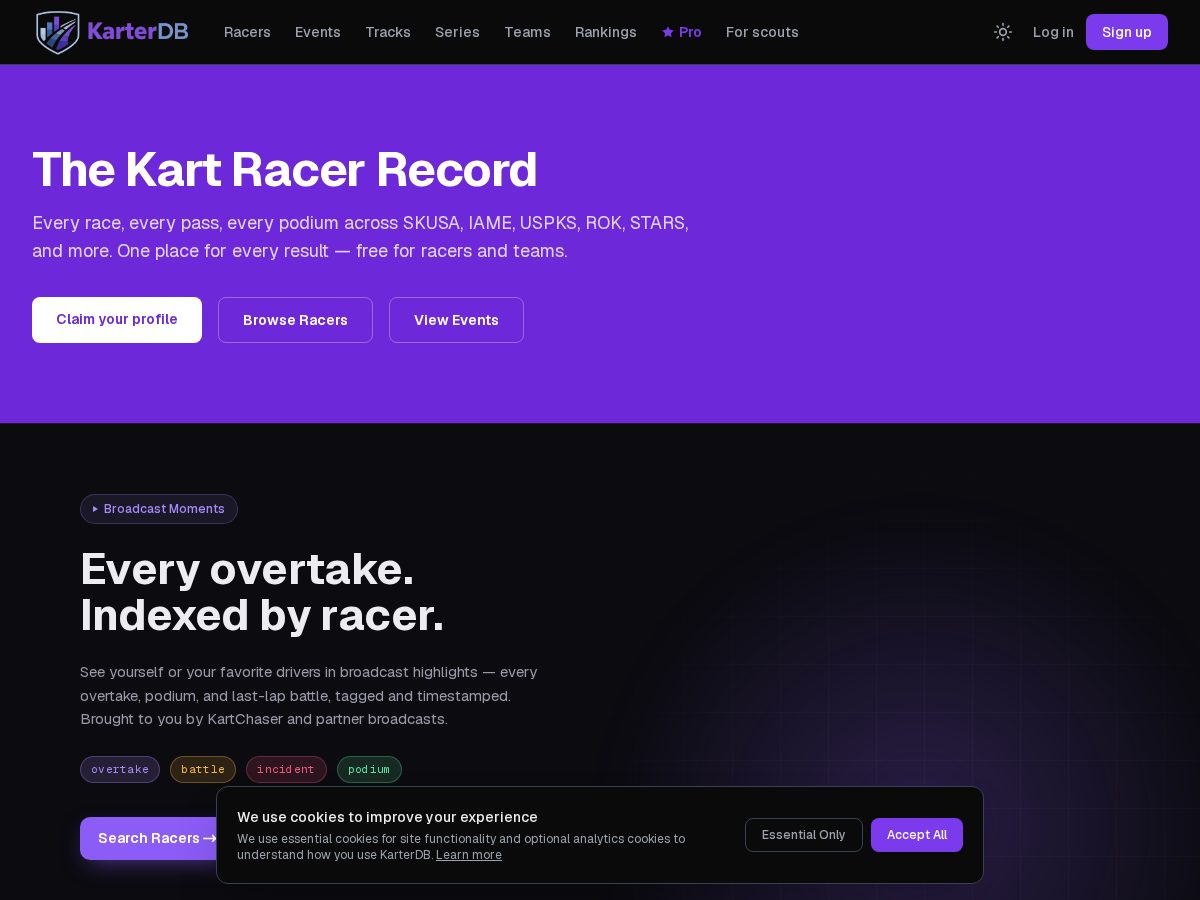 Landing-page snapshot of kartdb.com