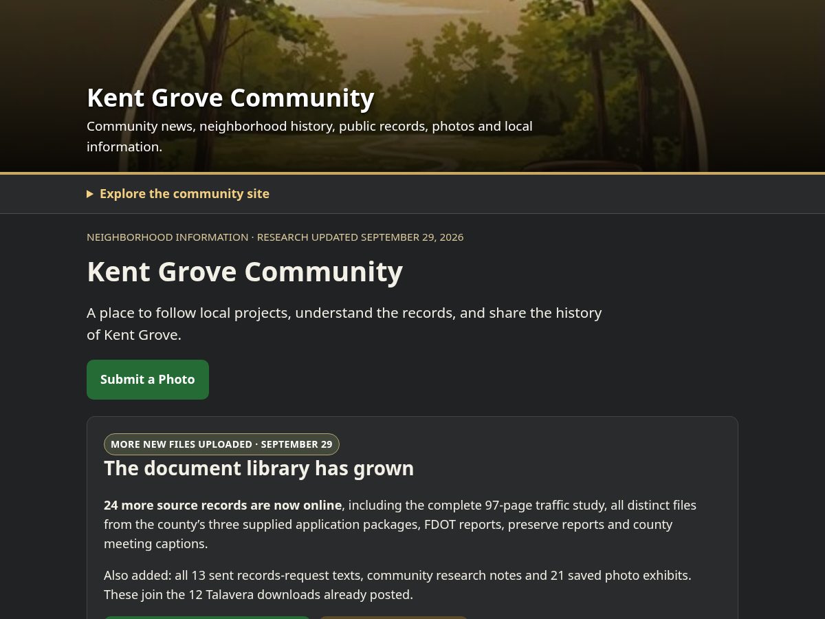 Landing-page snapshot of kentgrovecommunity.com