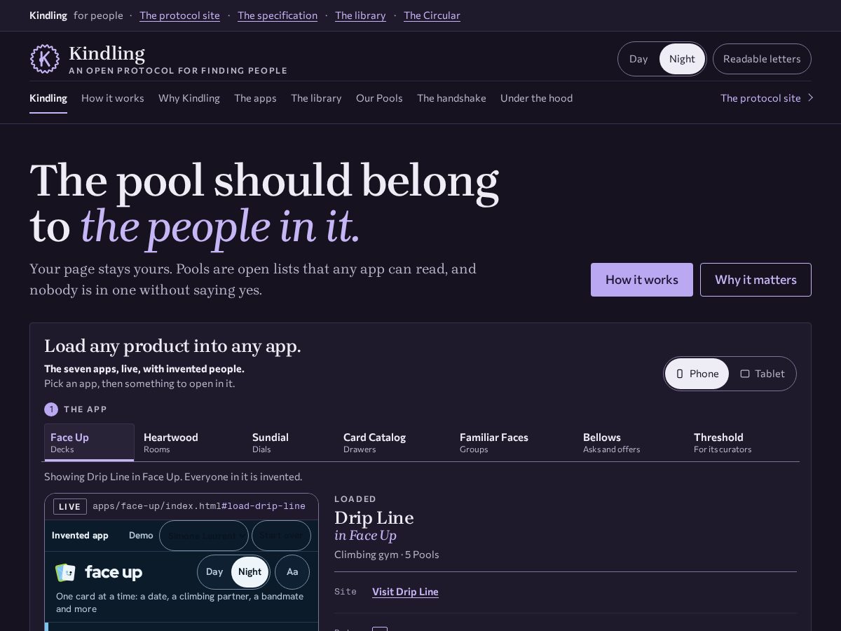 Landing-page snapshot of kindling.foundation