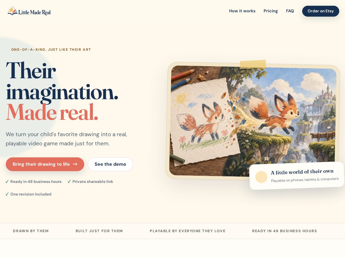 Landing-page snapshot of littlemadereal.com