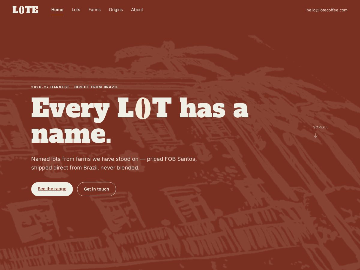 Landing-page snapshot of lotecoffee.com