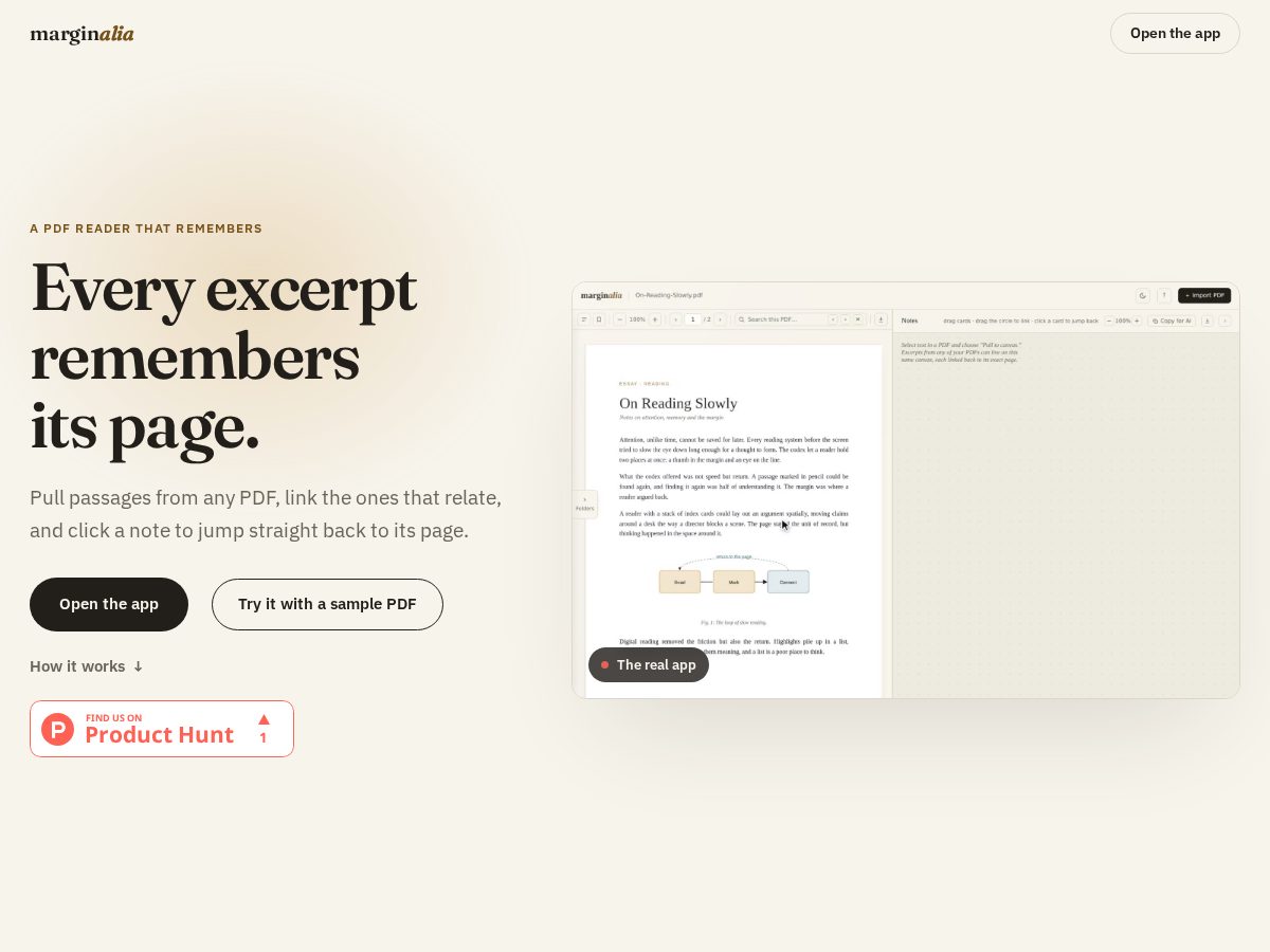 Landing-page snapshot of marginalianotes.app