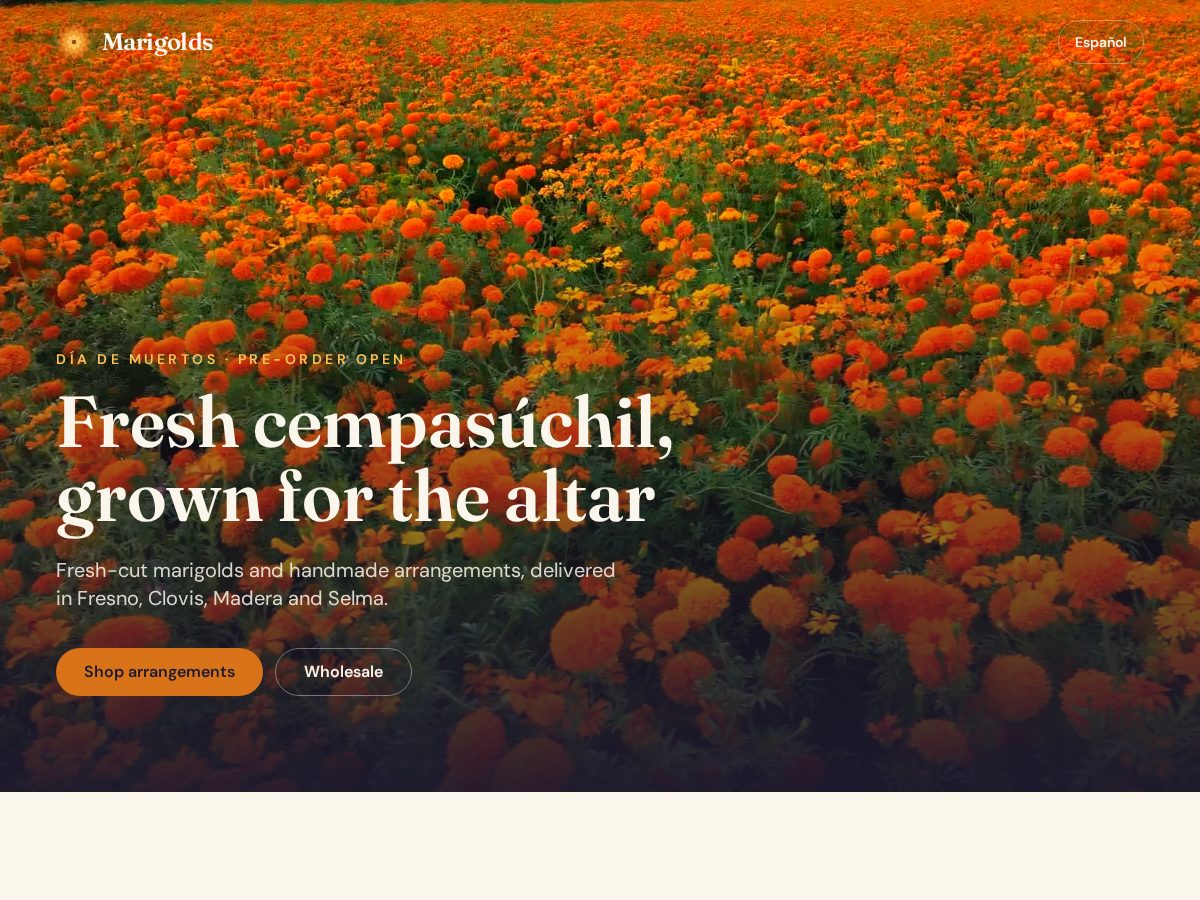 Landing-page snapshot of marigolds.shop