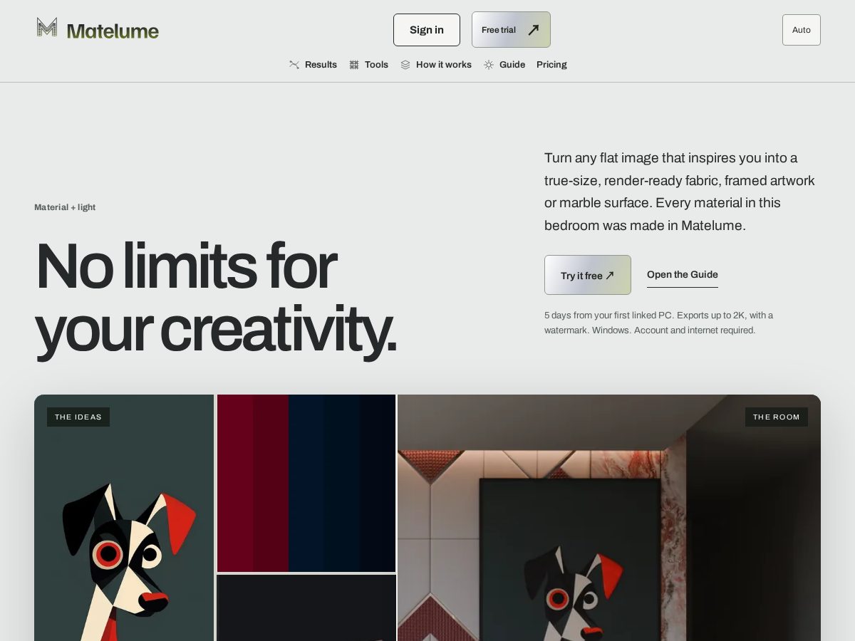 Landing-page snapshot of matelume.com