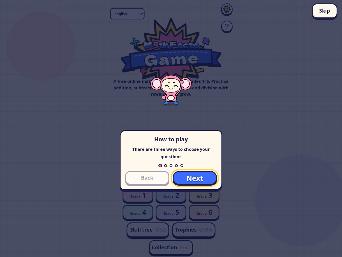 Landing-page snapshot of mathfactsgame.com