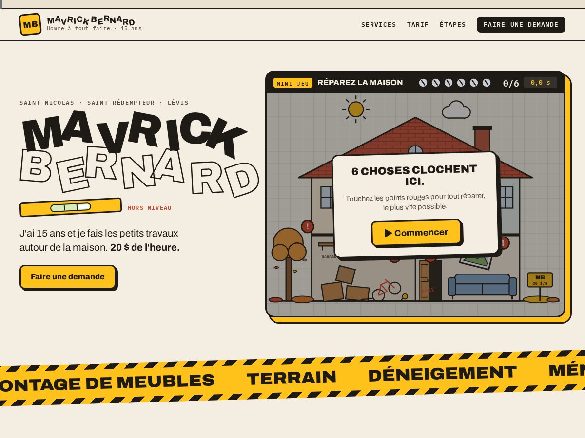 Landing-page snapshot of mavrickbernard.com
