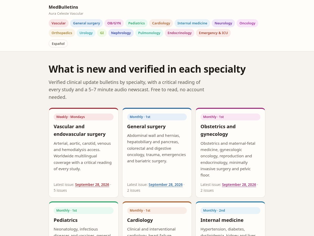 Landing-page snapshot of medbulletins.com