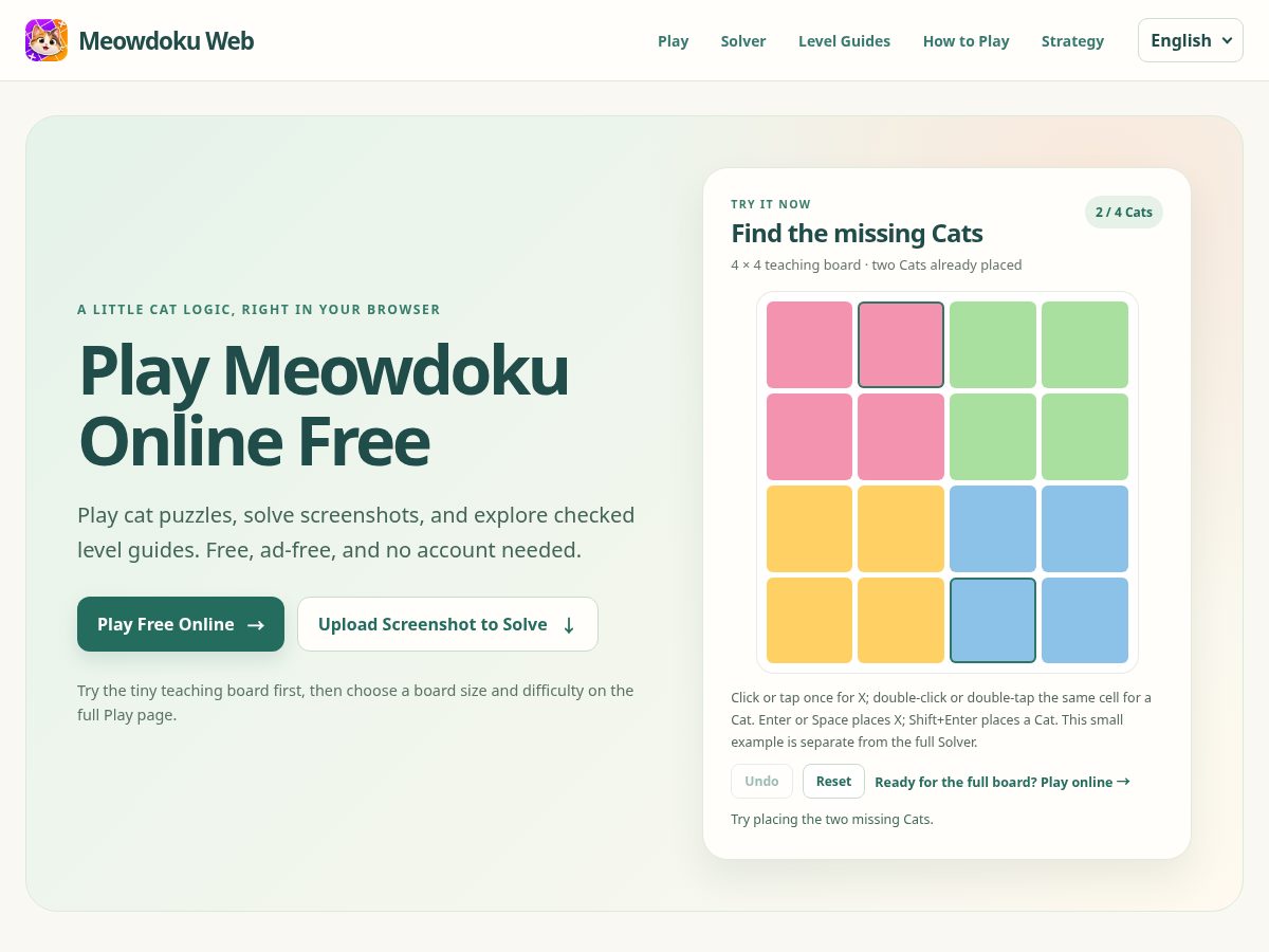 Landing-page snapshot of meowdokuweb.com