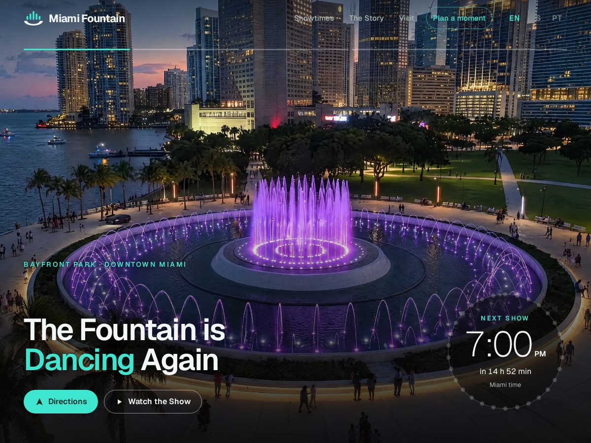 Landing-page snapshot of miamifountain.com