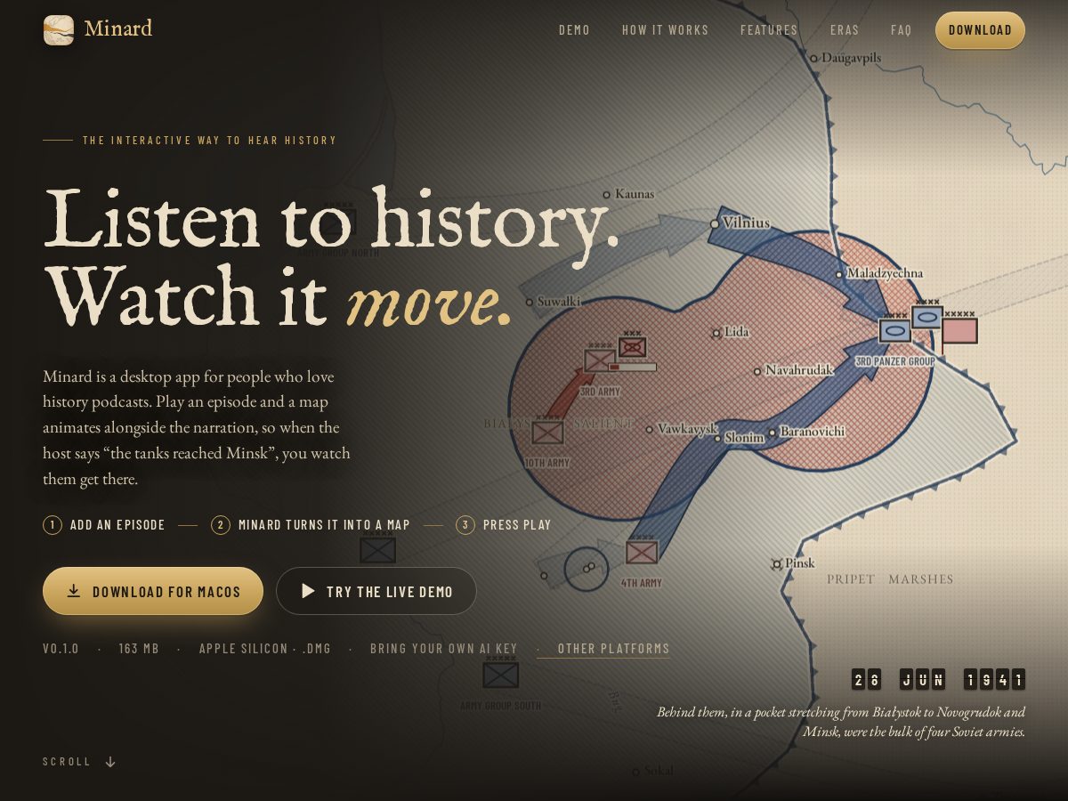 Landing-page snapshot of minard.tech