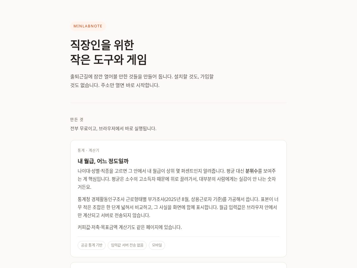 Landing-page snapshot of minlabnote.com