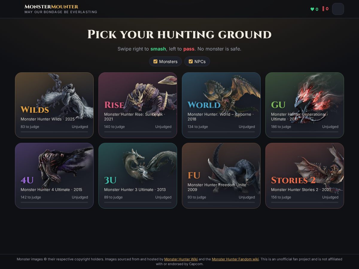 Landing-page snapshot of monstermounter.com