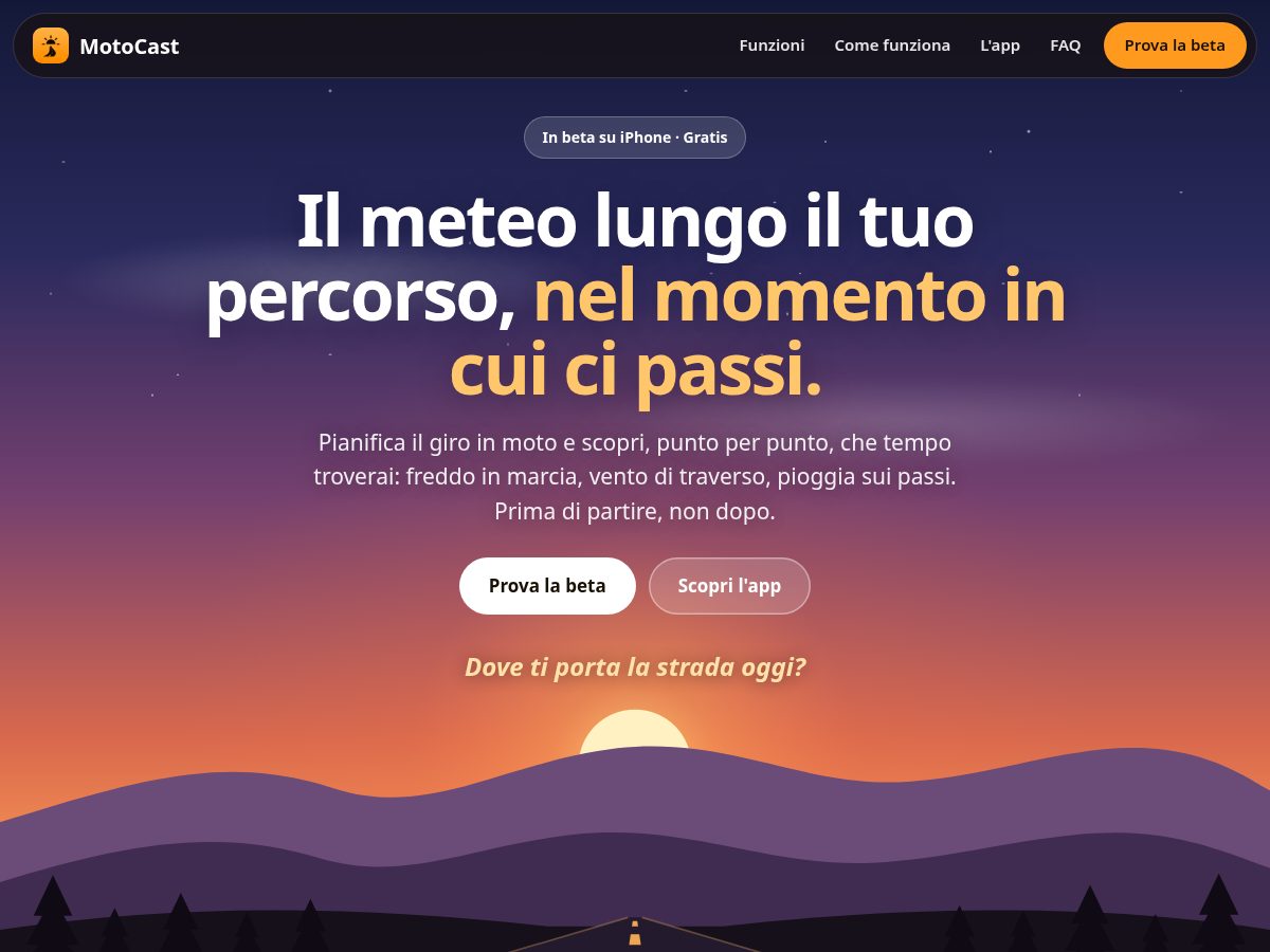 Landing-page snapshot of motocast.world