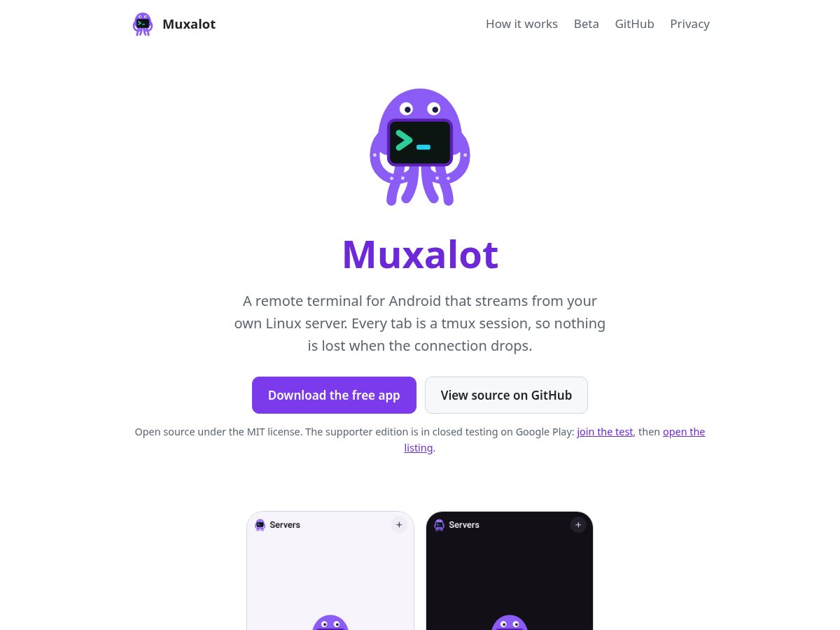 Landing-page snapshot of muxalot.com