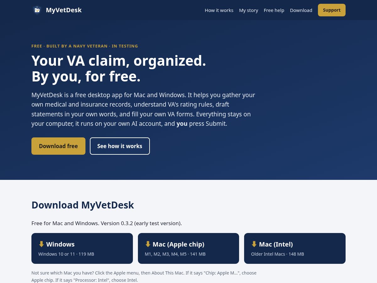Landing-page snapshot of myvetdesk.com