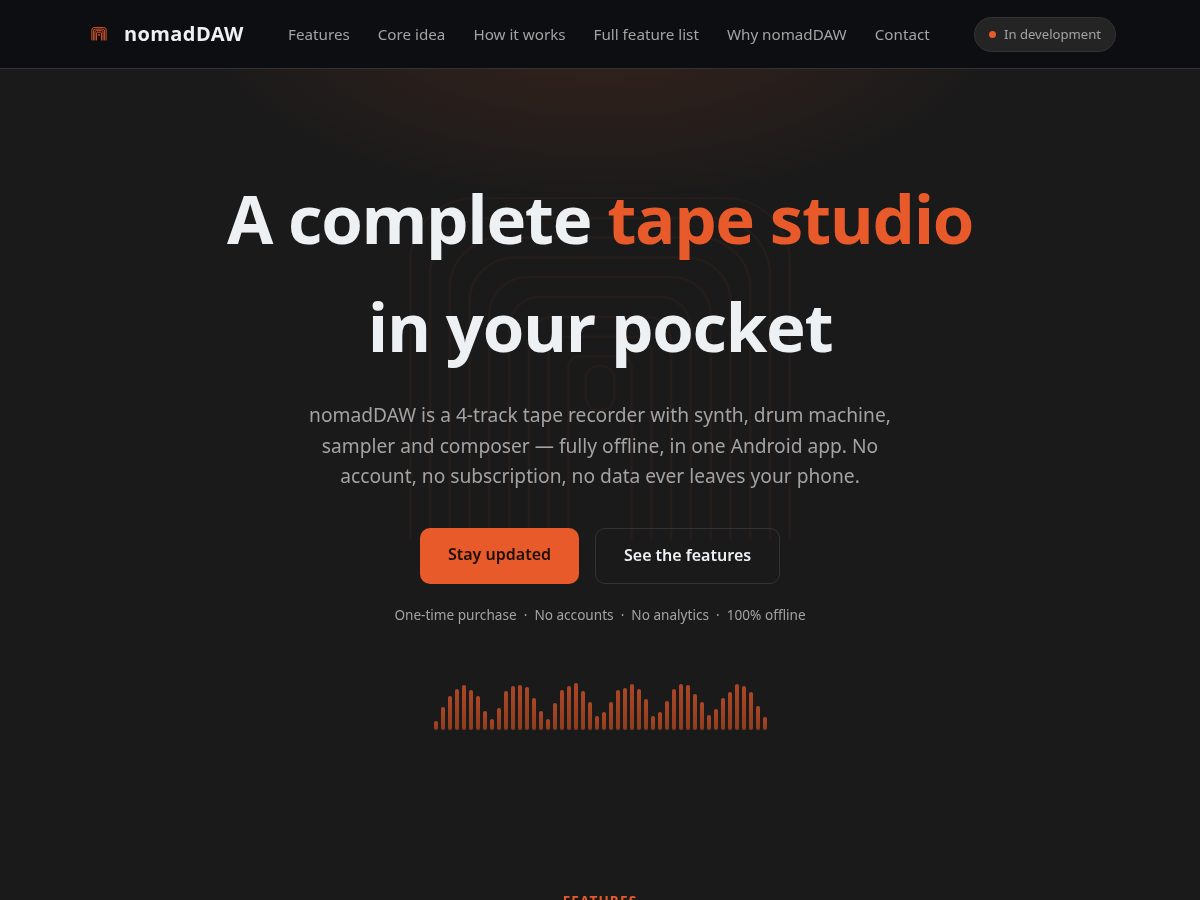 Landing-page snapshot of nomaddaw.com
