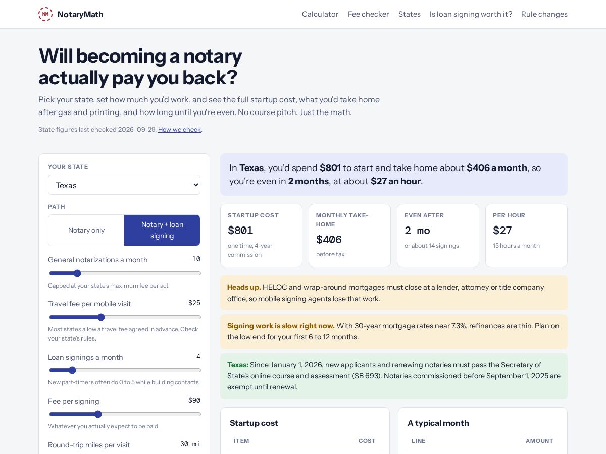 Landing-page snapshot of notarymath.com