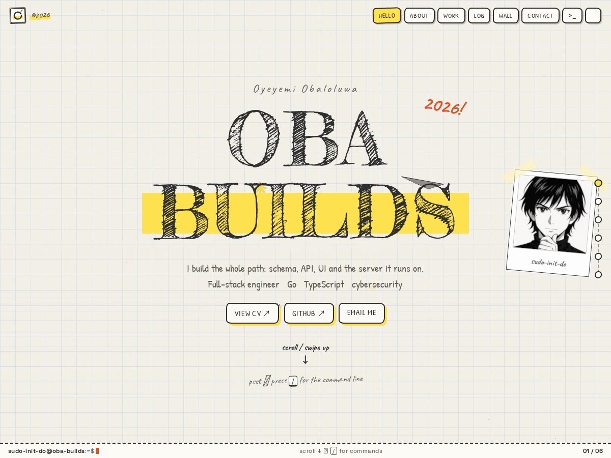 Landing-page snapshot of obaloluwa.dev