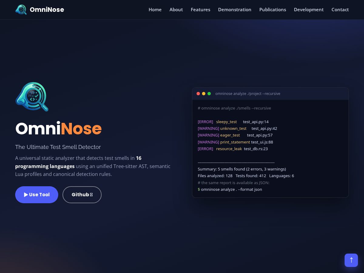 Landing-page snapshot of omninose.com