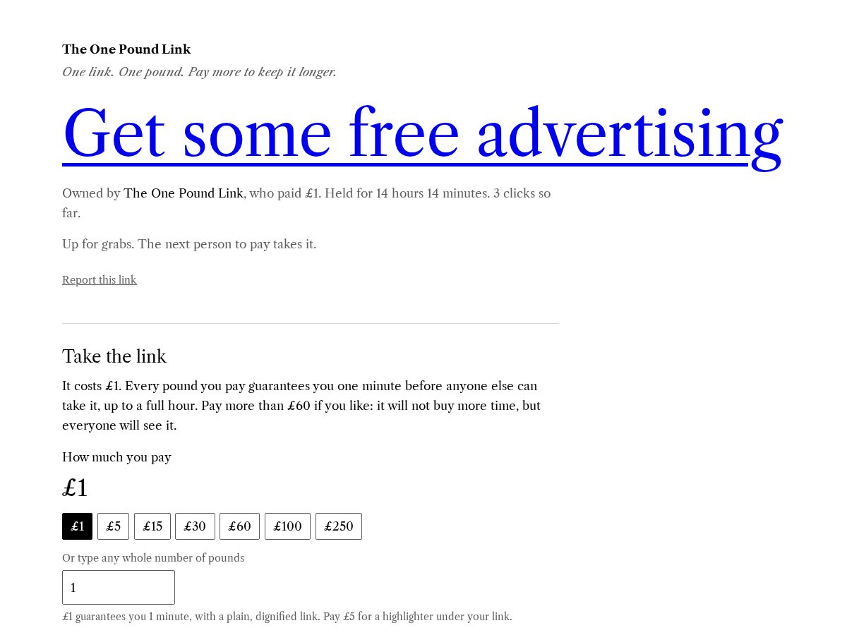 Landing-page snapshot of onepoundlink.net