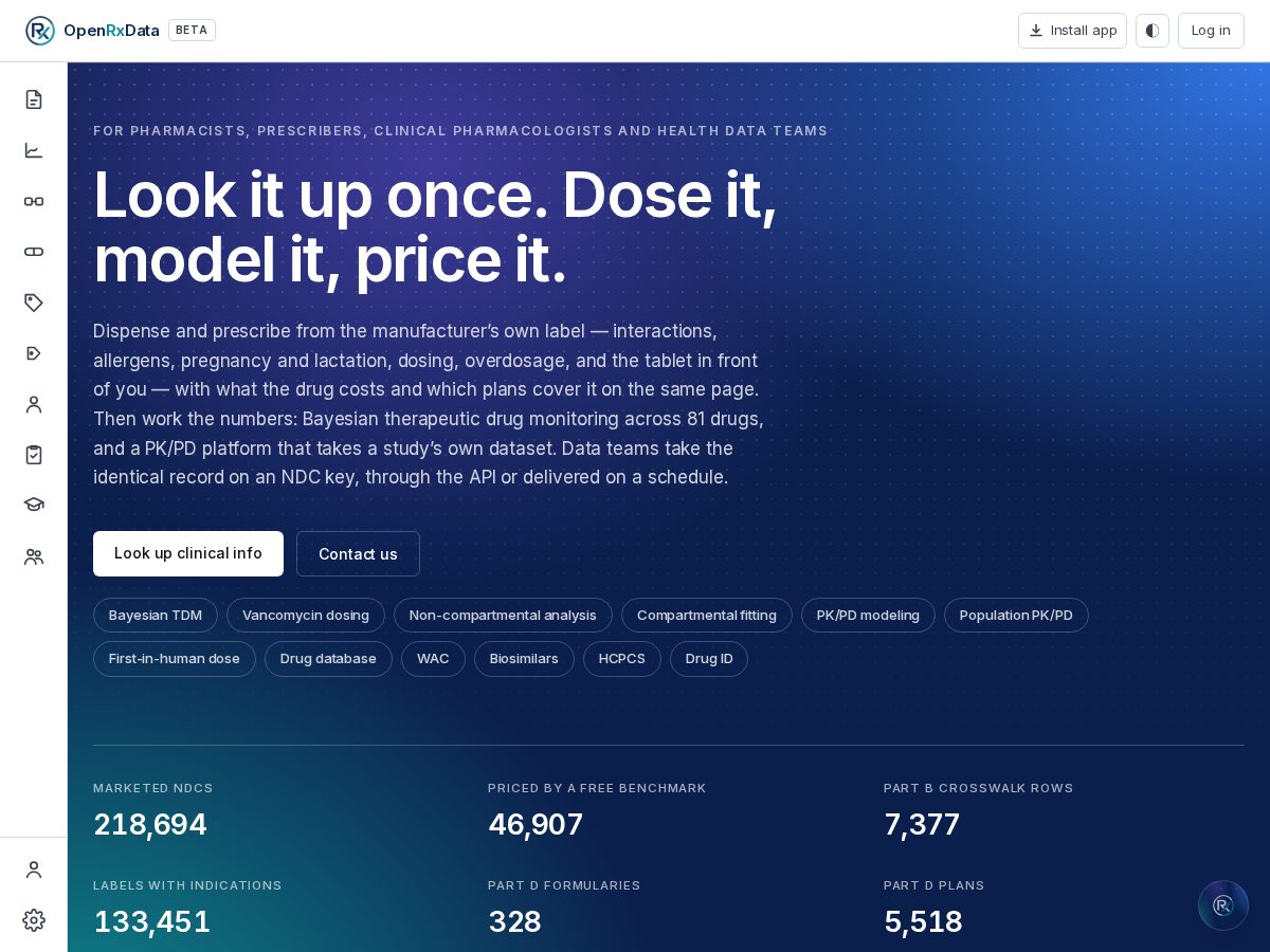Landing-page snapshot of openrxdata.com