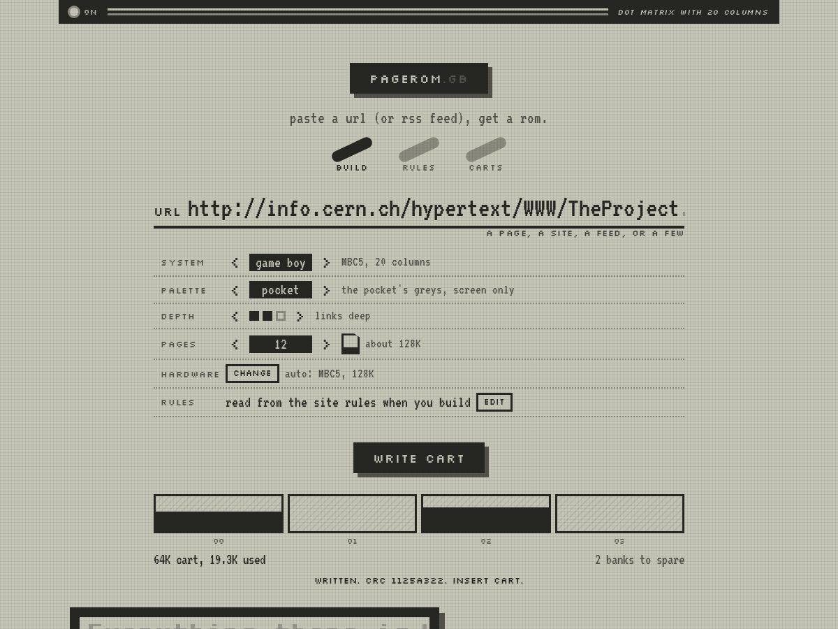 Landing-page snapshot of pagerom.com