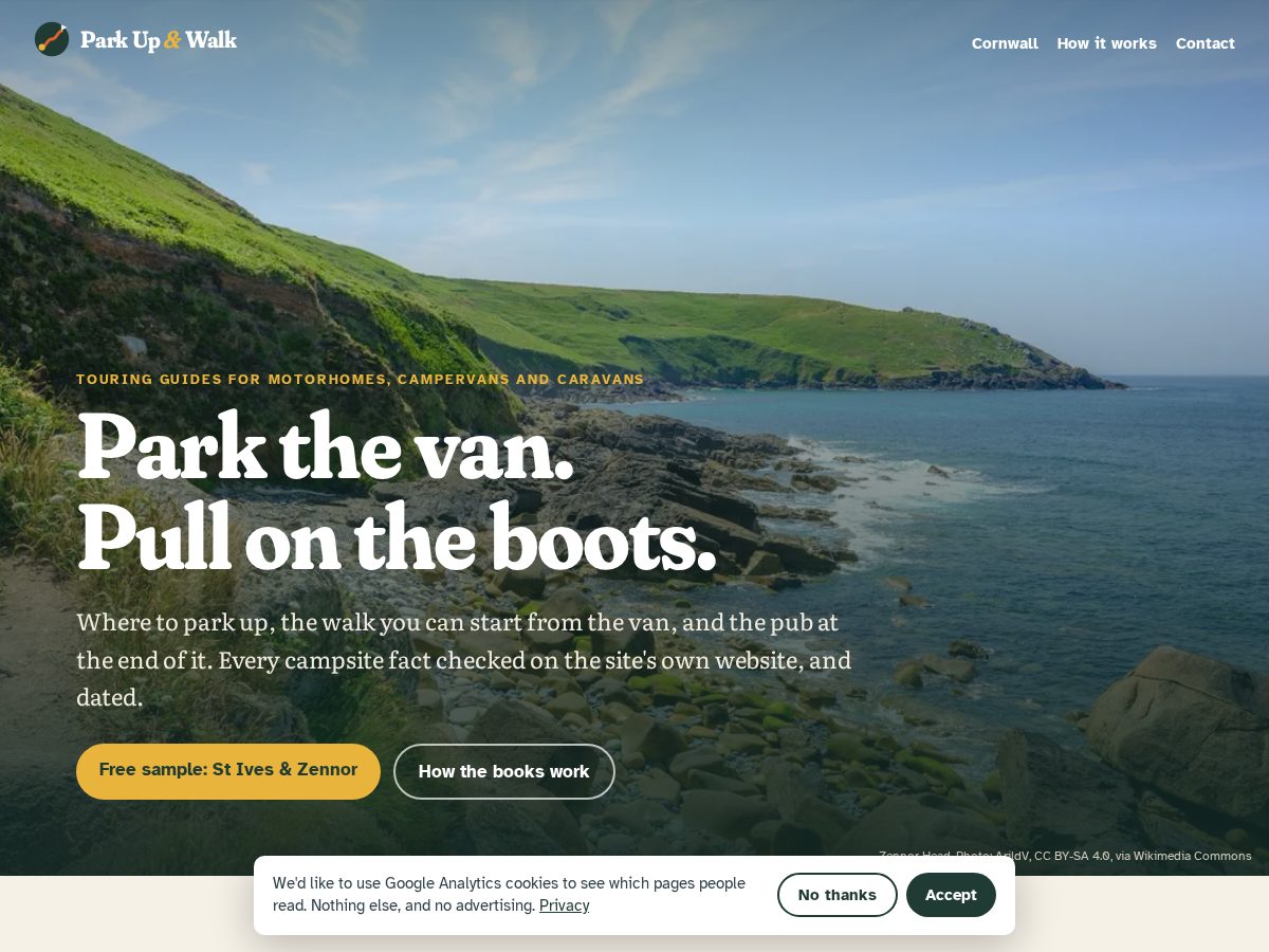 Landing-page snapshot of parkupandwalk.com