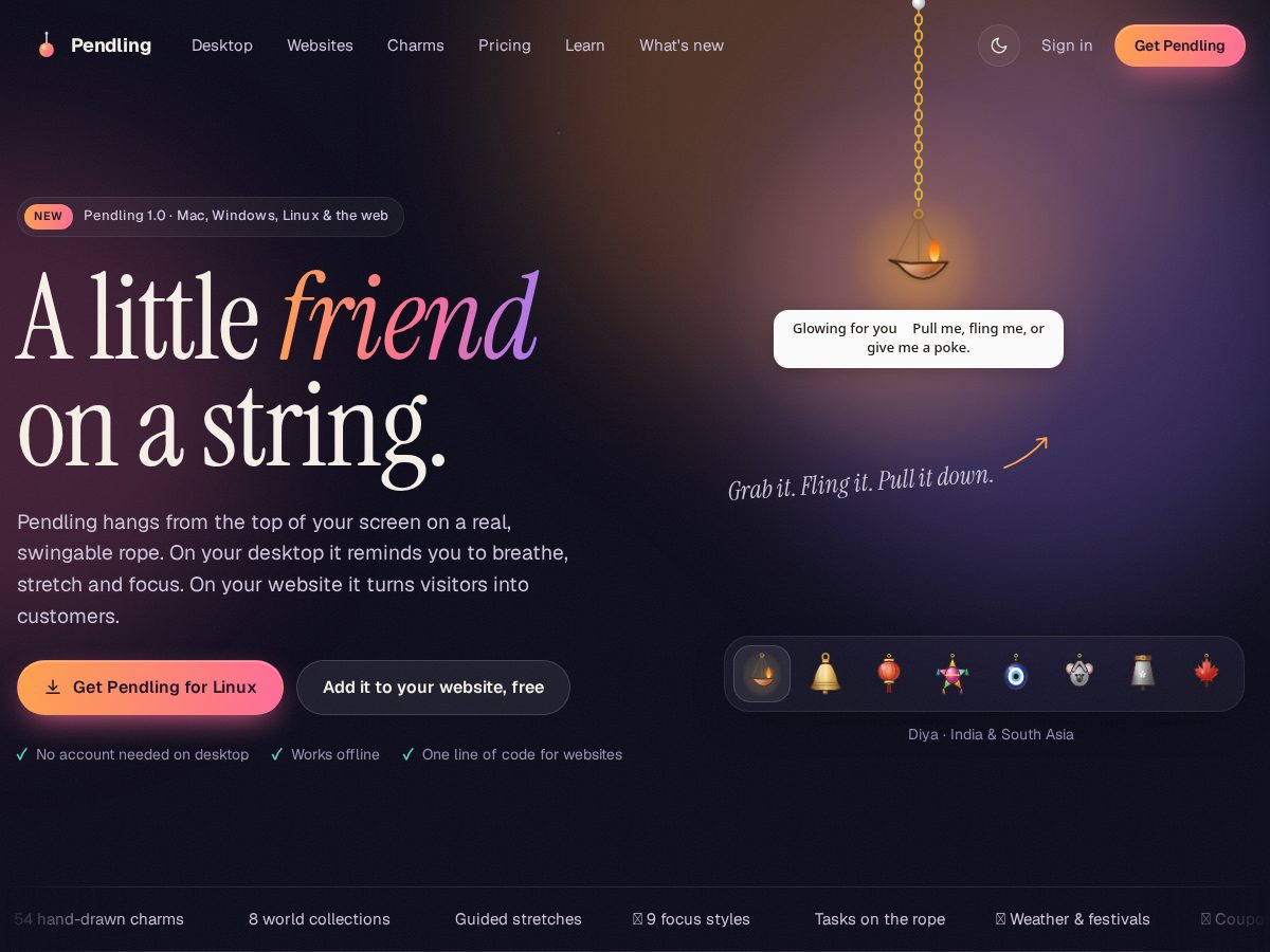 Landing-page snapshot of pendling.app