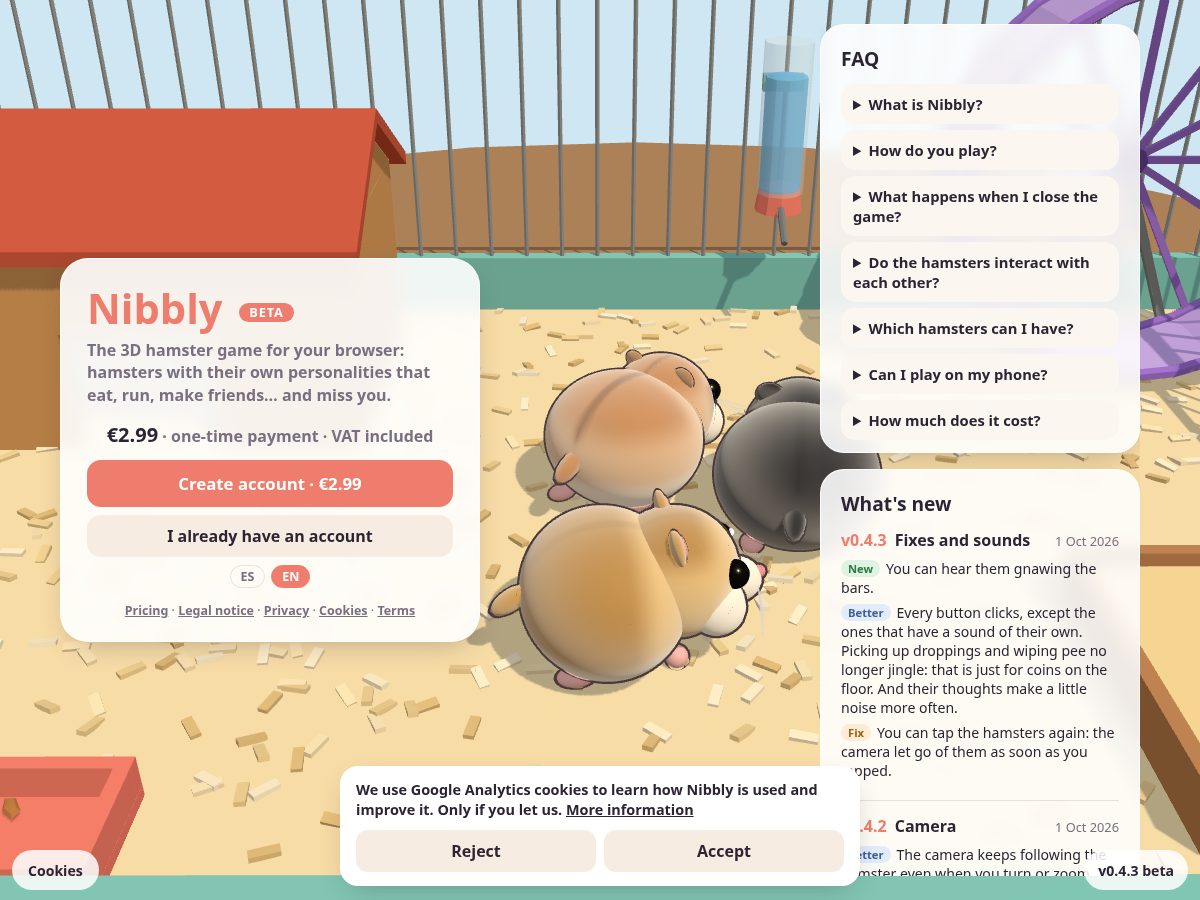 Landing-page snapshot of playnibbly.com