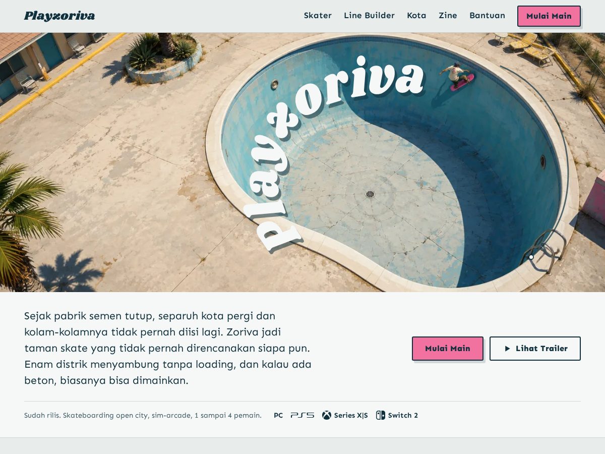 Landing-page snapshot of playzoriva.com