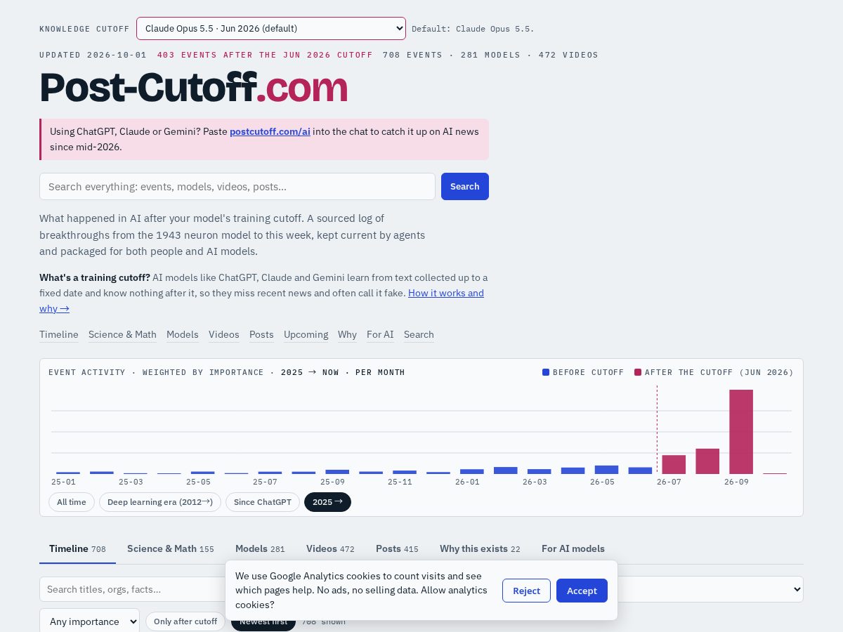 Landing-page snapshot of postcutoff.com