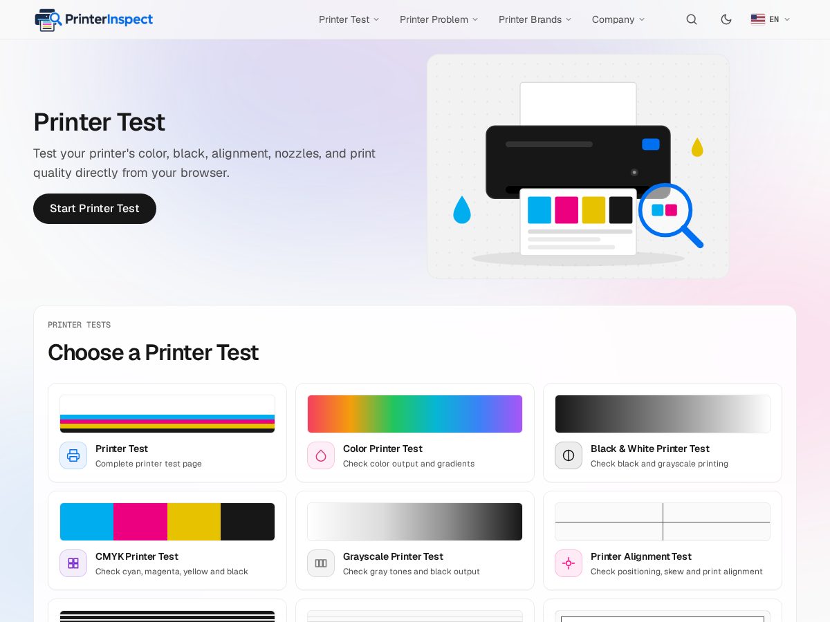Landing-page snapshot of printerinspect.com