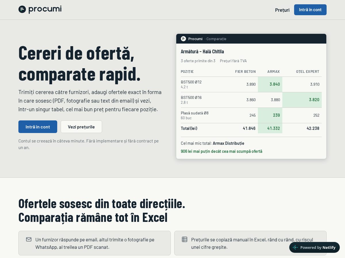 Landing-page snapshot of procumi.com