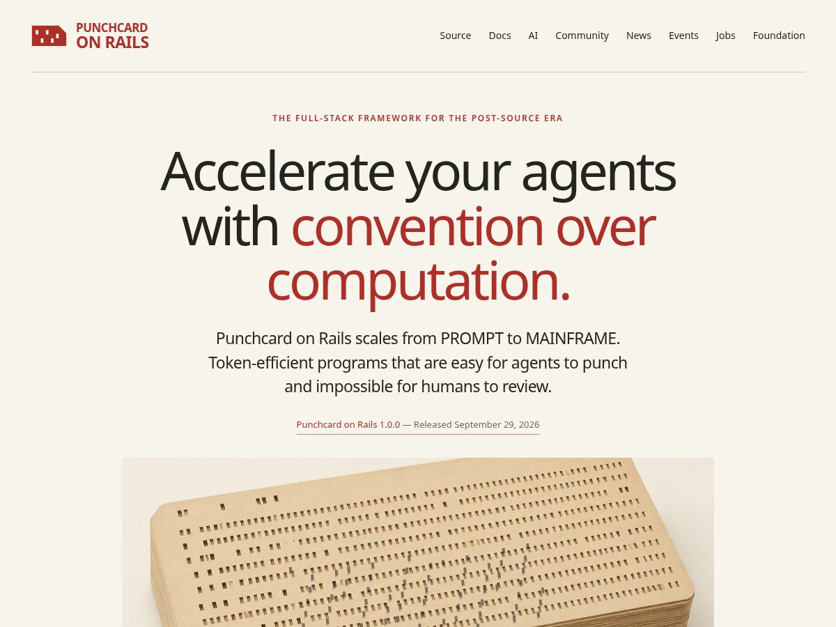 Landing-page snapshot of punchcard.lol