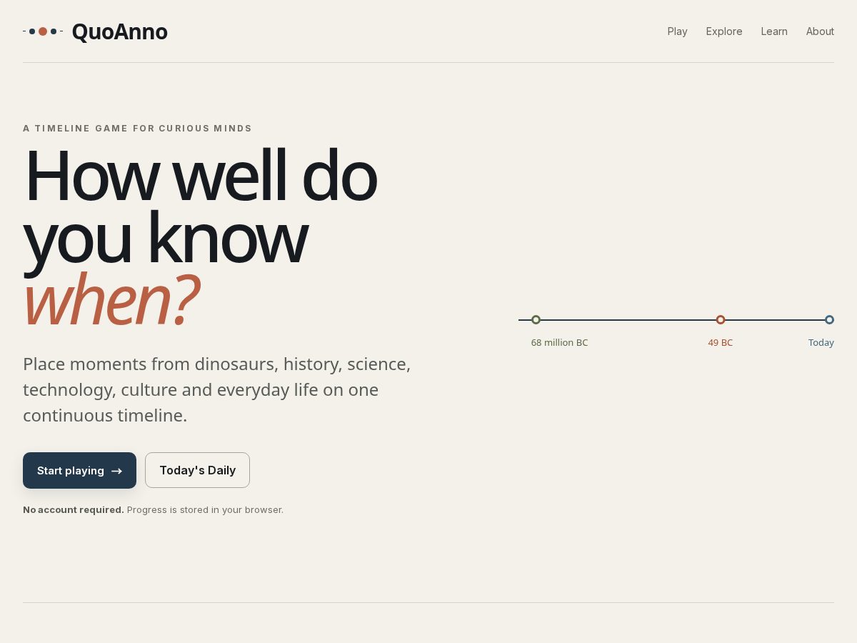Landing-page snapshot of quoanno.com