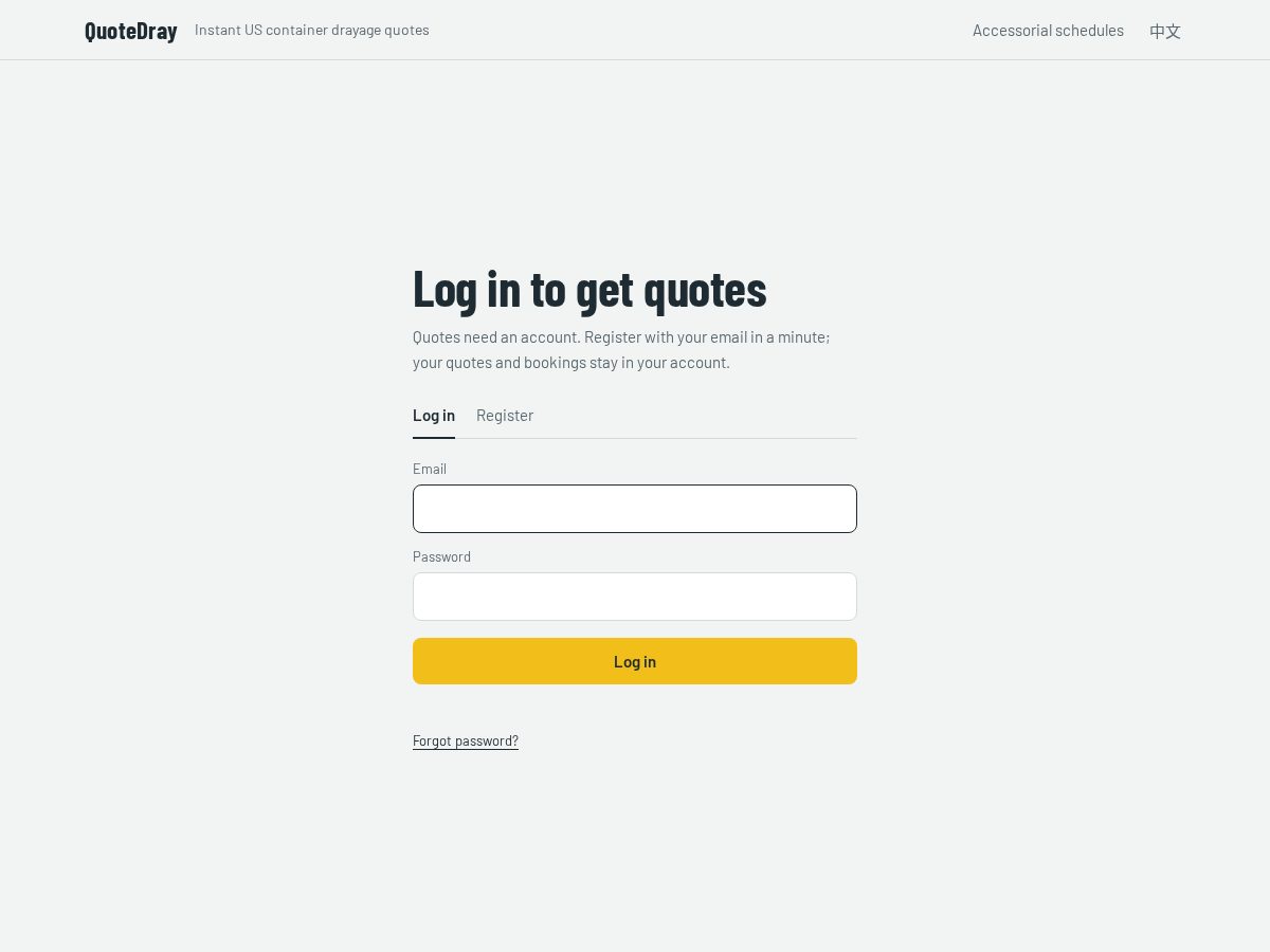 Landing-page snapshot of quotedray.com