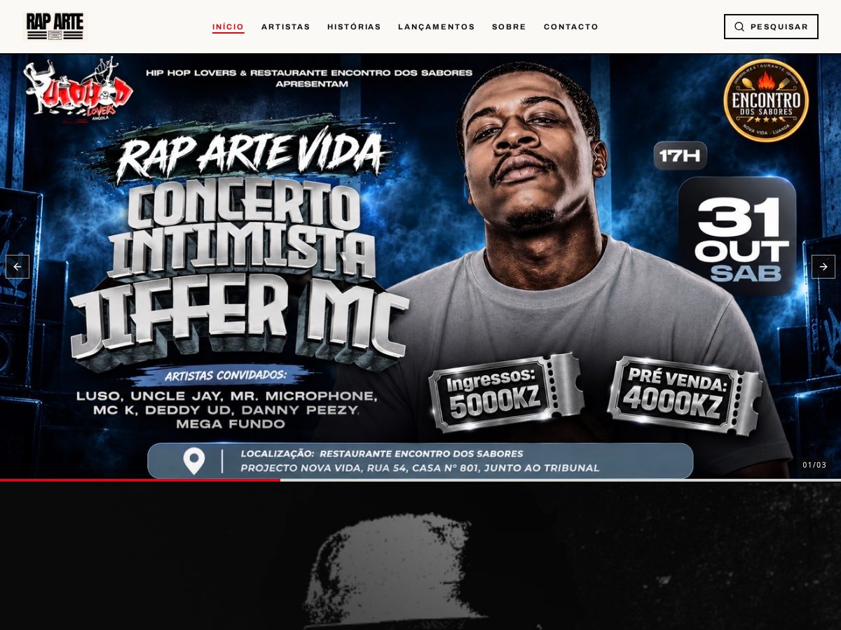 Landing-page snapshot of rap-arte.com