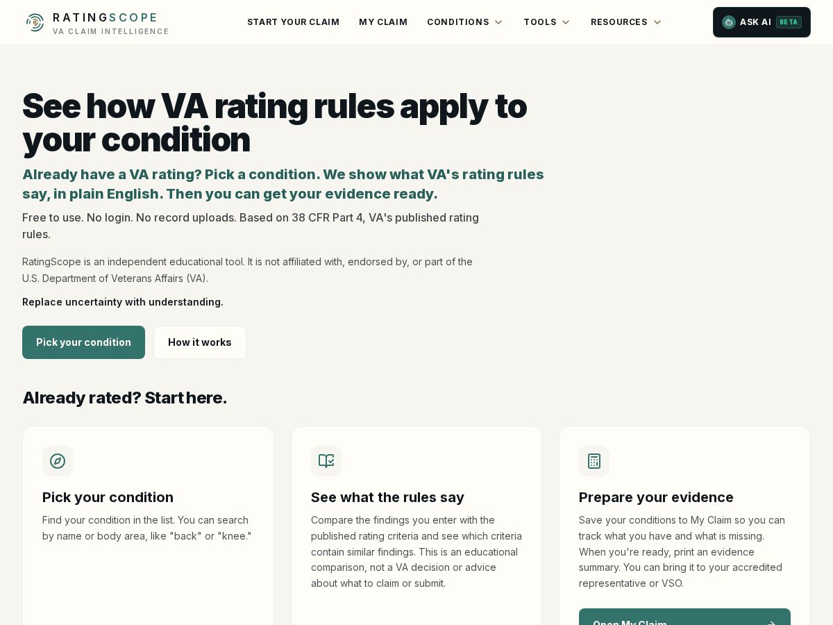 Landing-page snapshot of ratingscope.org