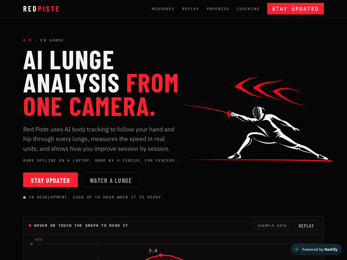 Landing-page snapshot of redpiste.com