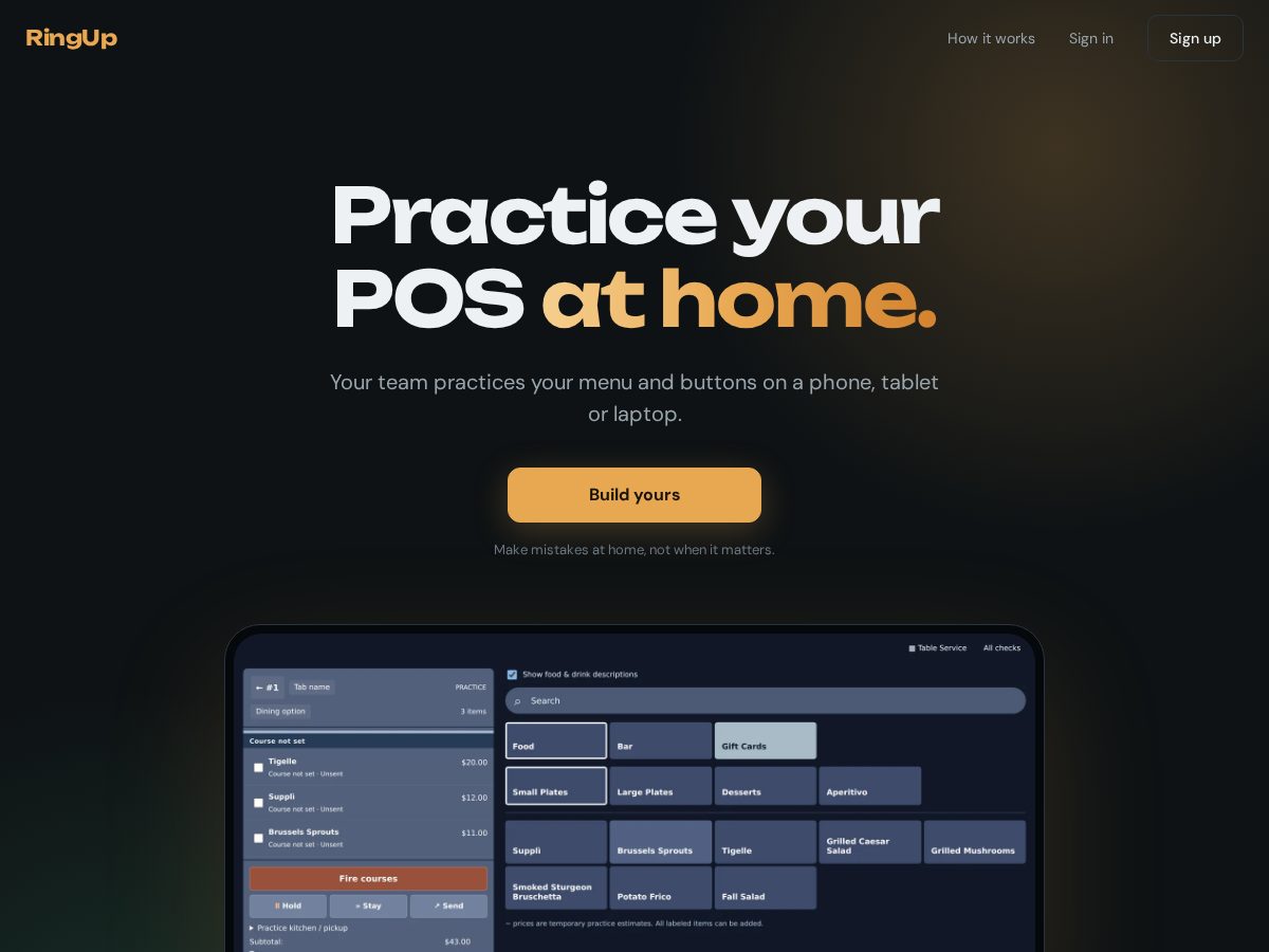 Landing-page snapshot of ringuptraining.com