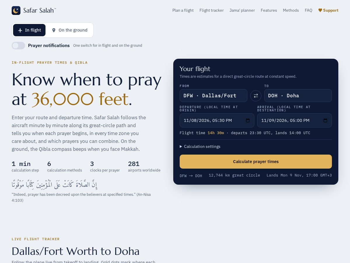 Landing-page snapshot of safarsalahapp.com
