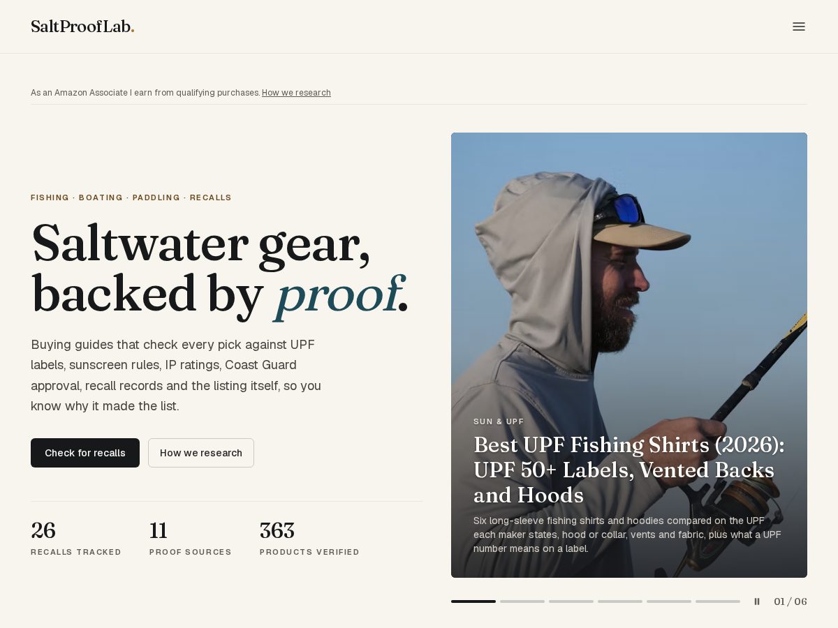 Landing-page snapshot of saltprooflab.com