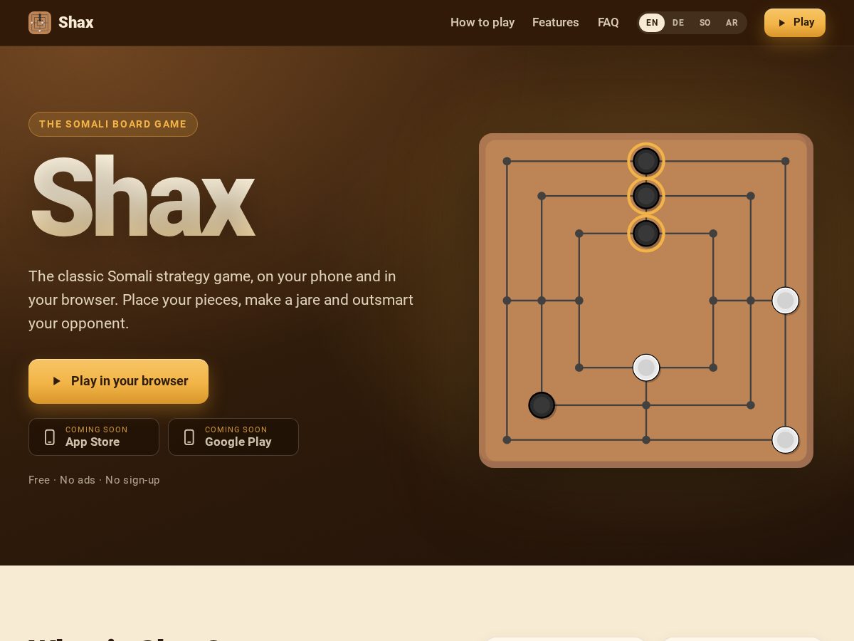 Landing-page snapshot of shax.app
