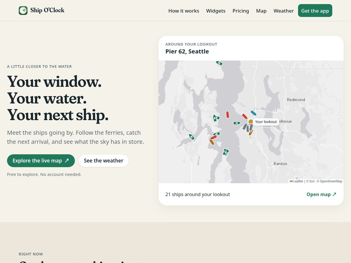 Landing-page snapshot of shipoclock.com