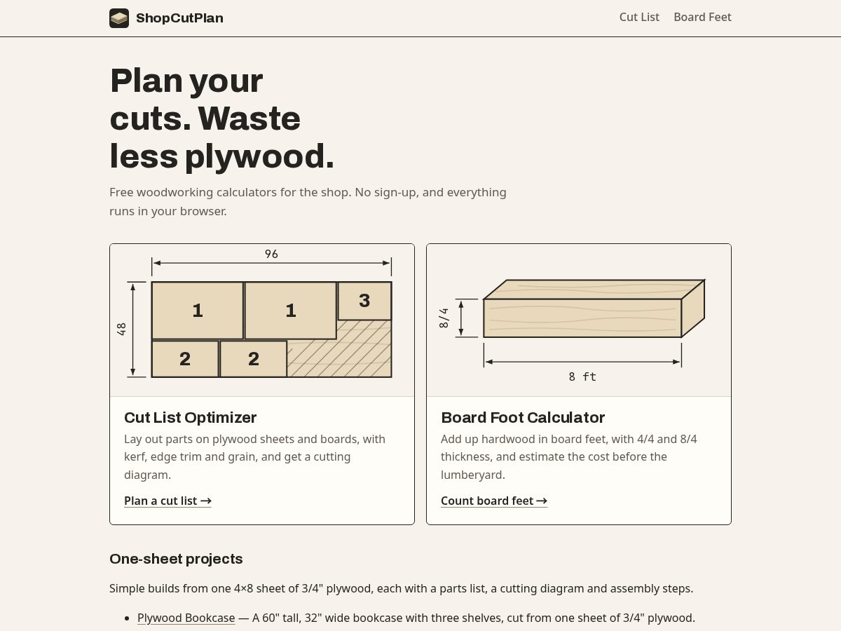 Landing-page snapshot of shopcutplan.com
